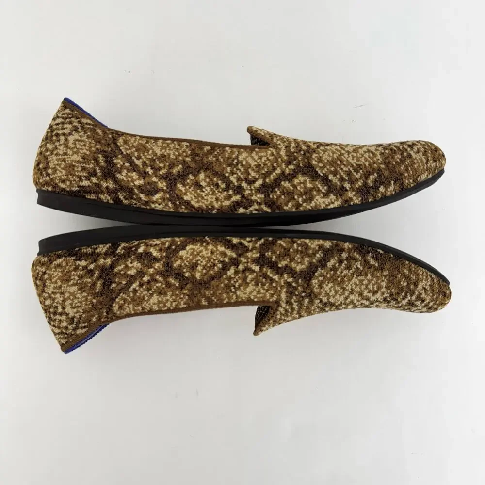 Rothy's The Loafer Fabric Knit Slip-On Flats Shoes in Bronze Metallic Python 9.5